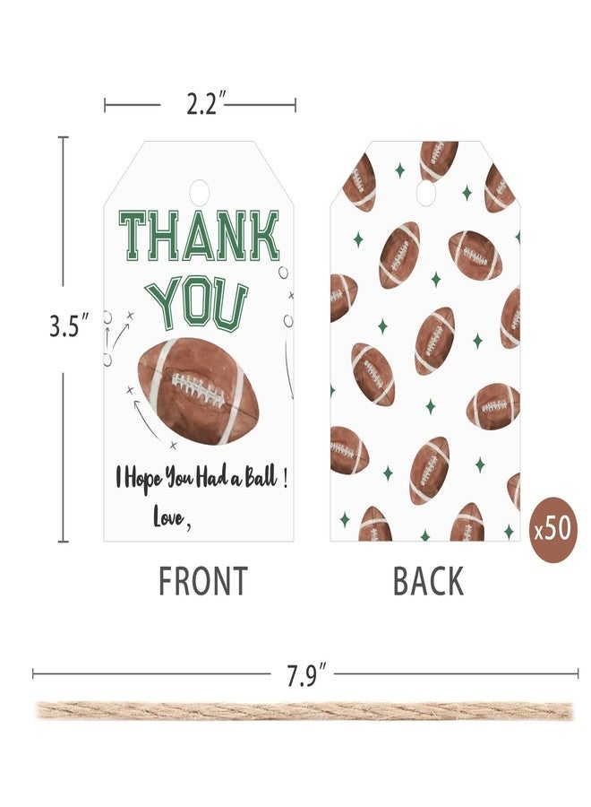 Aukolass 50pcs Football Thank You Tags, Rugby Favor Tags for Sport Themed Boy Birthday and Baby Shower Party Gift Wrapping Decoration (Football) - Image 2